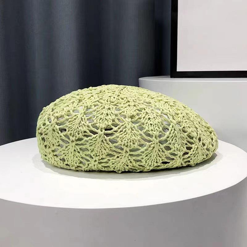 

Модный милый берет из плетеной травы с вырезами, летняя тонкая дышащая универсальная шляпа, повседневная шляпа художника