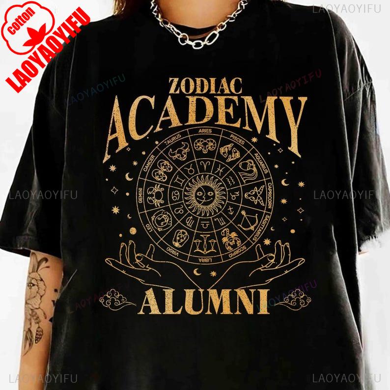Zodiac Academy Shirt Fantasy Bookish Tshirt Dark Academia Tee Celestial Astrology Shirt Magic School Fan Gift Cotton Printed Top