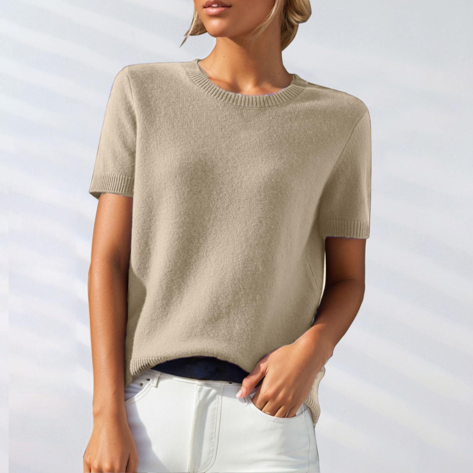 

Женские трикотажные однотонные футболки с коротким рукавом для работы и выхода в свет XL