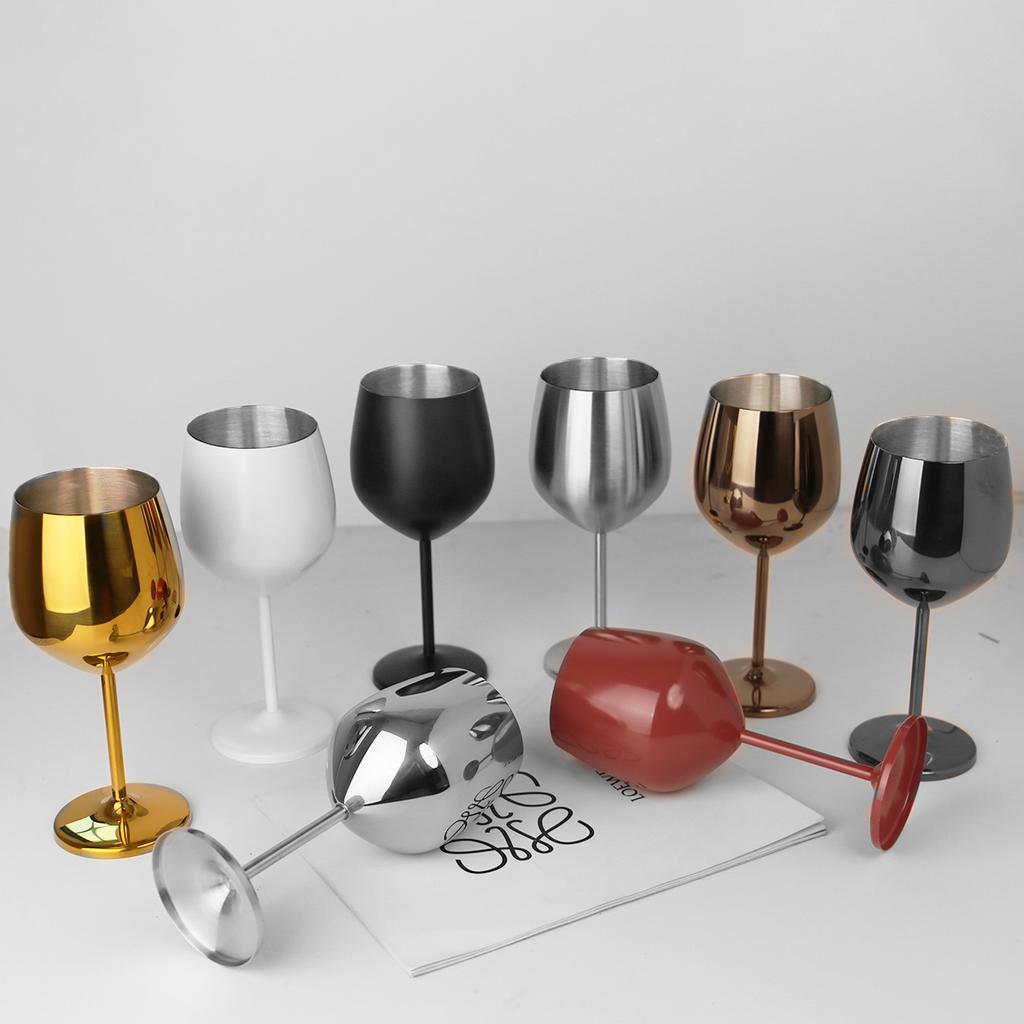 6pcs Stainless Steel Wine Glass,Champagne Glass, Whiskey Glass, Creative Metal Goblet Red Wine Glass, Barrel-Type Drop-Resistant