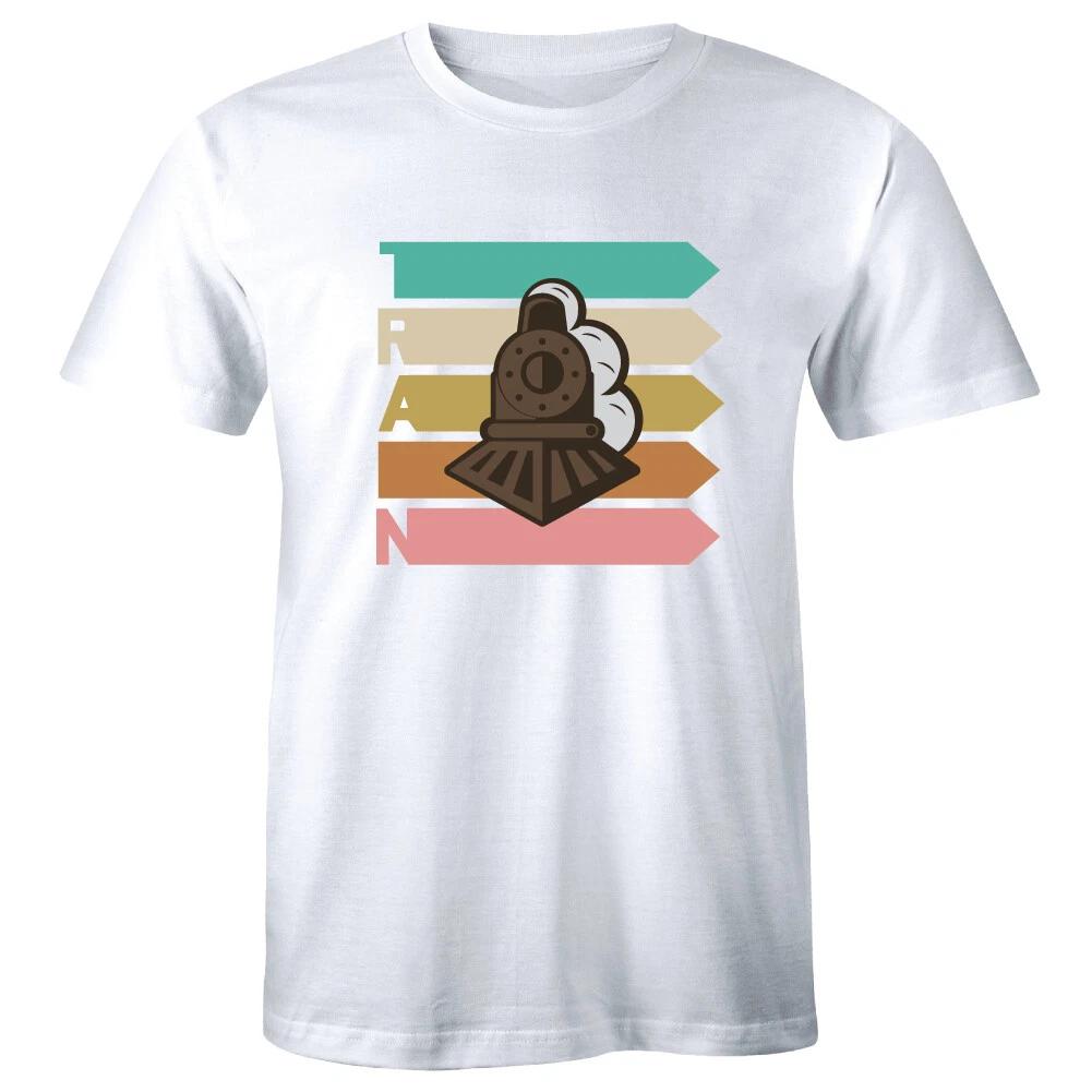 

Train with Printed Image Crew Neck T-Shirt for Men Railroad Shirt Gift Idea XL