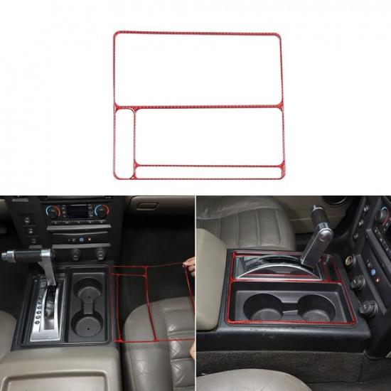Red Carbon Fiber Center Console Gear Shift Frame Cover For Hummer H2 2003-2007