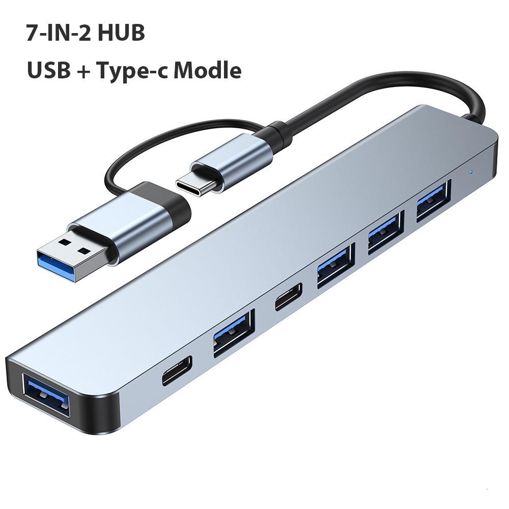 TYPE-C Dual-Head 7-in-1 Docking Station USB 3.0 Hub for Laptop, Mobile, Computer