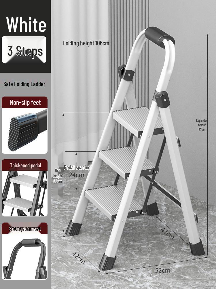 Aluminum Alloy Folding Telescopic Ladder - Multifunctional, Lightweight, Thickened A-Frame for Indoor Use. белый