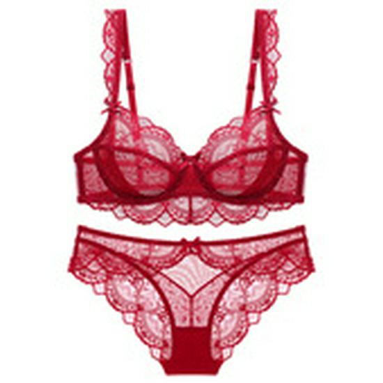 Set Reggiseno Minimizer Trasparente in Pizzo Ultra-sottile per Seno Abbondante
