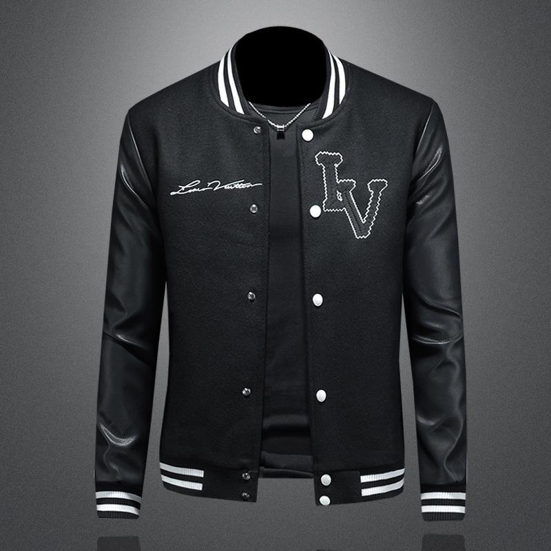 

European spring and autumn new jacket men s stand-up collar casual trend fashion Korean version slim jacket JK9257 5XL чорний