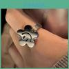 Trendy Smiley Face Geometric Ring Elegant Copper Accessory With Adjustable Size
