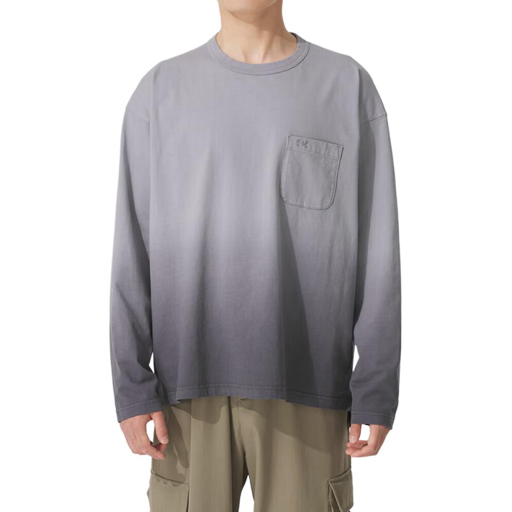 Under Armour Maglione Girocollo Lavaggio Sfumato Manica Lunga T-shirt Top da Uomo Grigio Rinoceronte 1389364-025