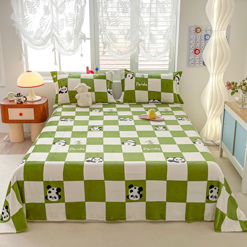 Cartoon Style Bedsheet Velvet Bed Linen Skin-friendly Flat Sheet Warm Bed Sheet for Winter Home Sheets Sabanas (No Pillowcase)