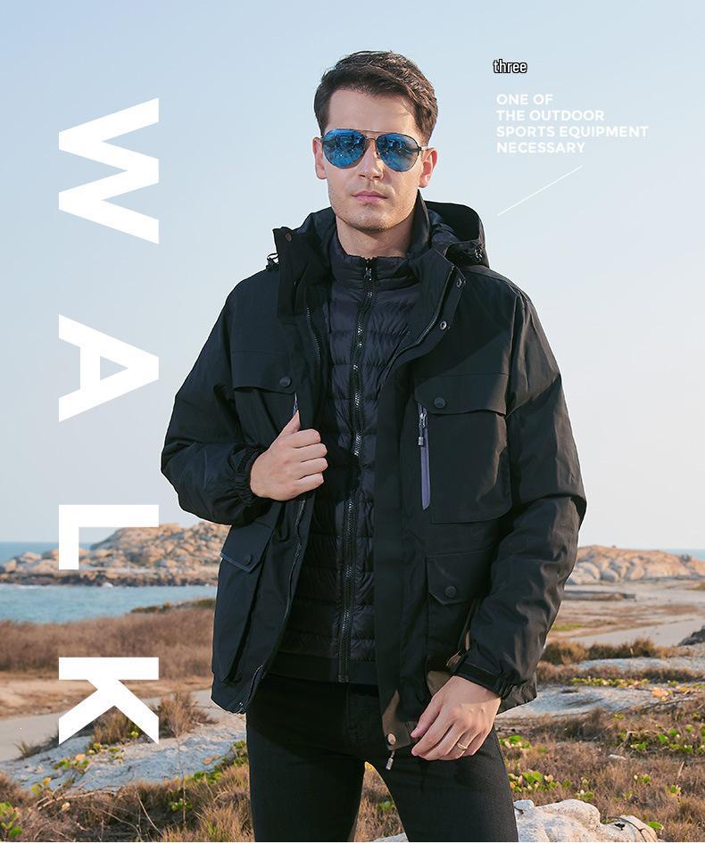 Unisex 3-in-1 Waterproof Down Jacket with Detachable Fleece Liner for Autumn/Winter Mountaineering