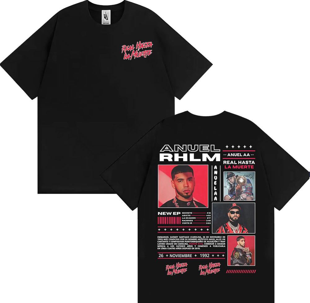 Anuel AA Rhlm 2 Real Hasta La Muerte Tričko Pánské Oblečení Harajuku Gotické Vintage Trička 100% Bavlna Oversized Tričko