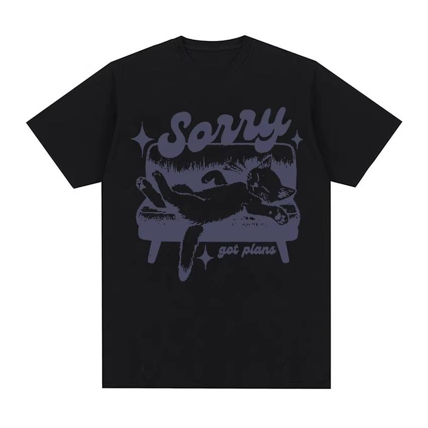 Scusa, Ho Piani Magliette Grafiche Retrò Nostalgia Gatto Top Moda Harajuku T-shirt Uomo Donna Cotone Casual T-shirt Oversize