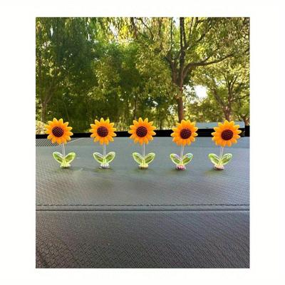 Sunflower Nodding Flower Cute Car Decor Ornament For Dashboard, Interior Accessory