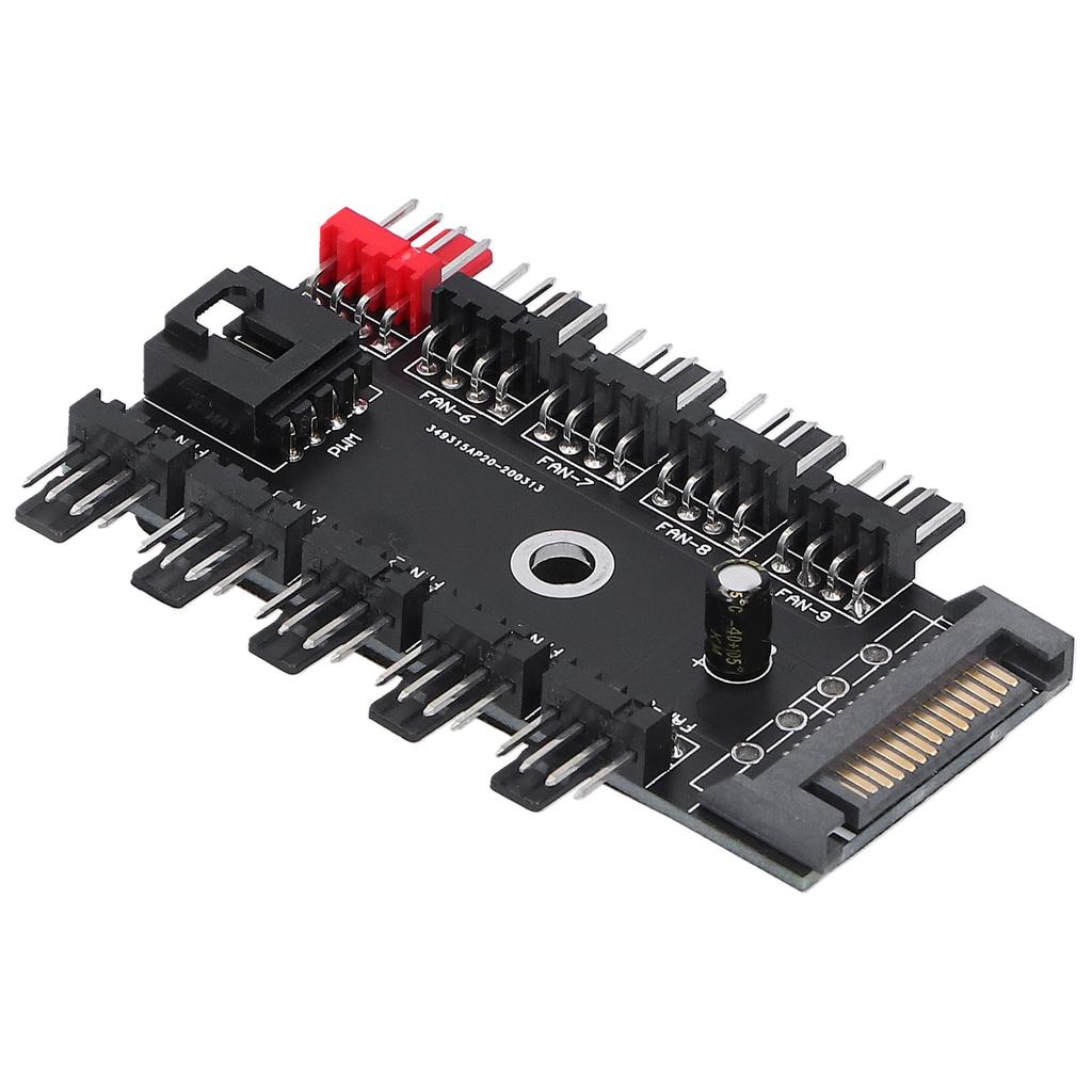 SATA Interface Fan Hub 10‑Way Fan Speed Controller 4Pin Computer Accessories 12V