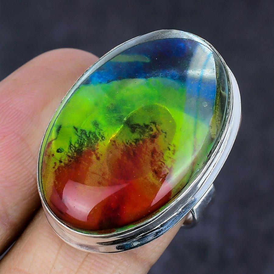 Ammolite Gemstone 925 Sterling Silver Jewelry Ring Size 7