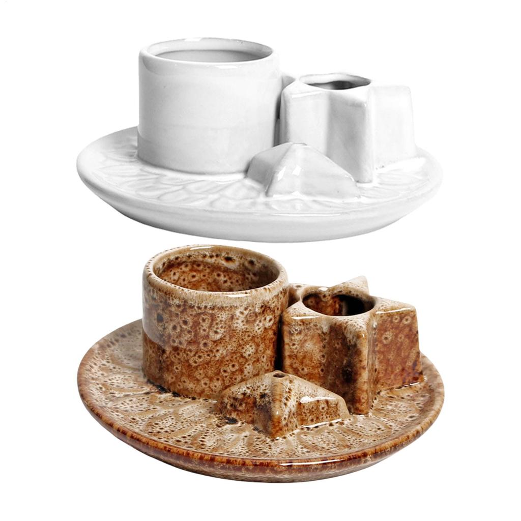 Ceramic Palo Santo Sticks Holder 4 in 1 Incense Burner Sage Holder Incense Holder Ash Catcher Tray for Meditation Yoga Room