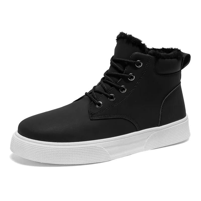 Men's Boots Winter Plush Warm Snow Boots Quality Waterproof Leather Boot Winter High-top Sneakers Casual Ankle Boot Botas Hombre