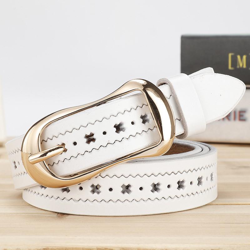 X Ladies Graphic Genuine Leather Belt Alloy Pin Buckle Casual Decoration Wear
