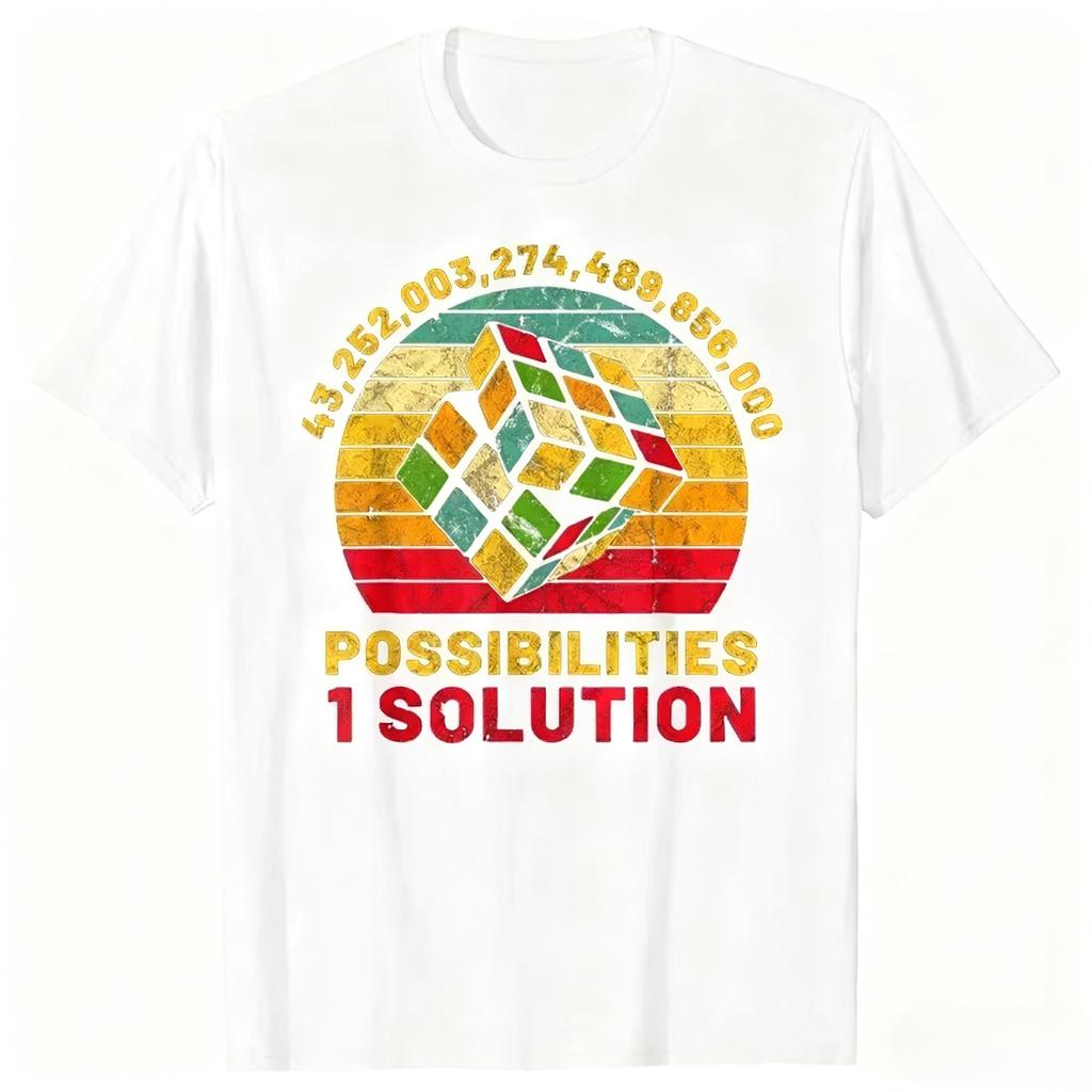 Retro Funny Melting Rubiks Cube Mental Math TShirt Summer Rubiks Cube Pattern Print Mens ShortSleeve TShirt Soft Cotton