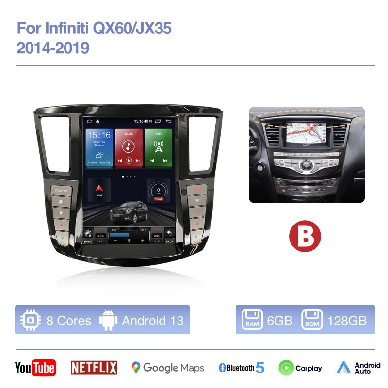 12.1" For Infiniti QX60/JX35 2014-2019 Car Smart Multimedia Video Player GPS Navigation Radio Android13 4G AUTO Stereo 360camera