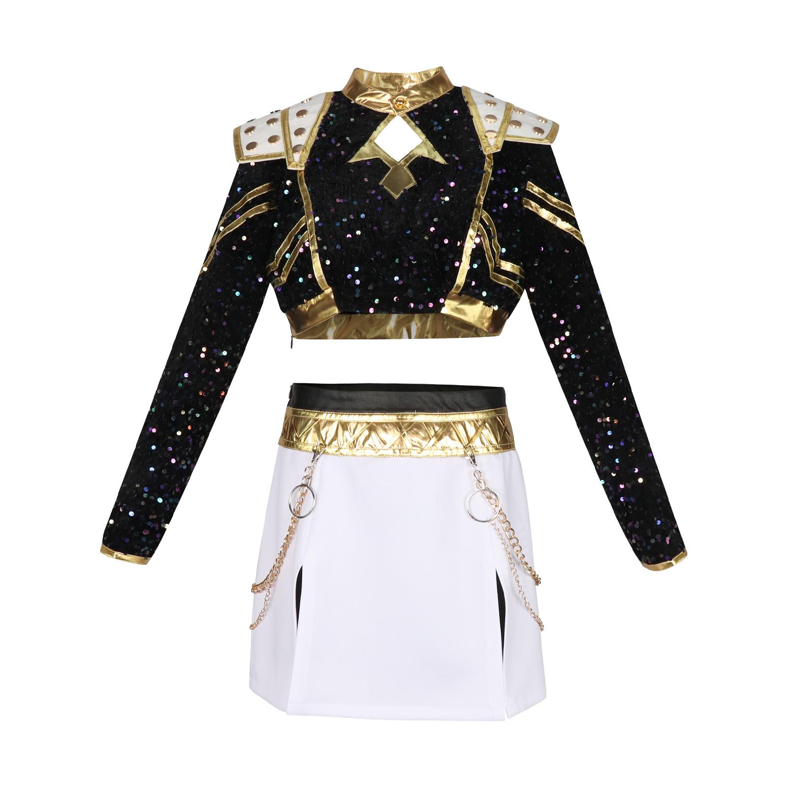 

Black and gold girl group cosplay costumes, anime and game cosplay Halloween stage costumes child-110