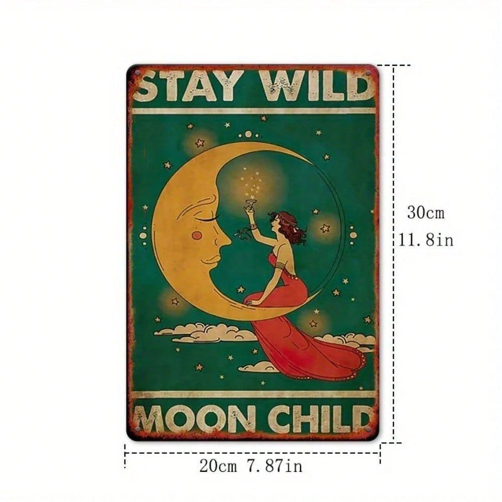 Vintage Metal Tin Sign Wild Moon Youth Retro Wall Decor for Home Bar Cafe Garage