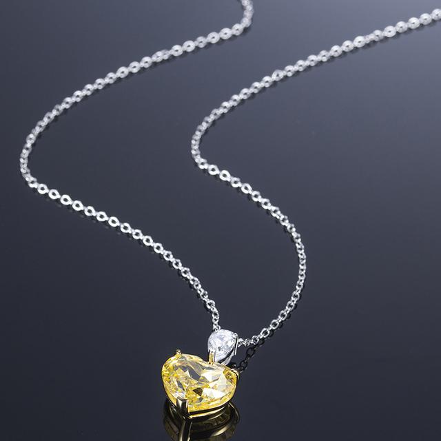 5CT Heart Shape Zirconia 925 Silver Necklace for Women Daily Wear Adjustable Chain Length