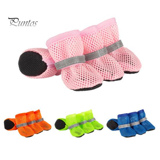 4Pcs Dog Shoes Breathable Pet Shoes Outdoor Dog Booties Summer Hot Pavement Dog Paw Protectors for Walking Hiking Running