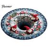 Round Christmas Area Rug Rug, 3D Optical Illusion Floor Mat with Santa Candy Cane Print, Non-Slip Stain Resistant Carpet for Living Room Bedroom