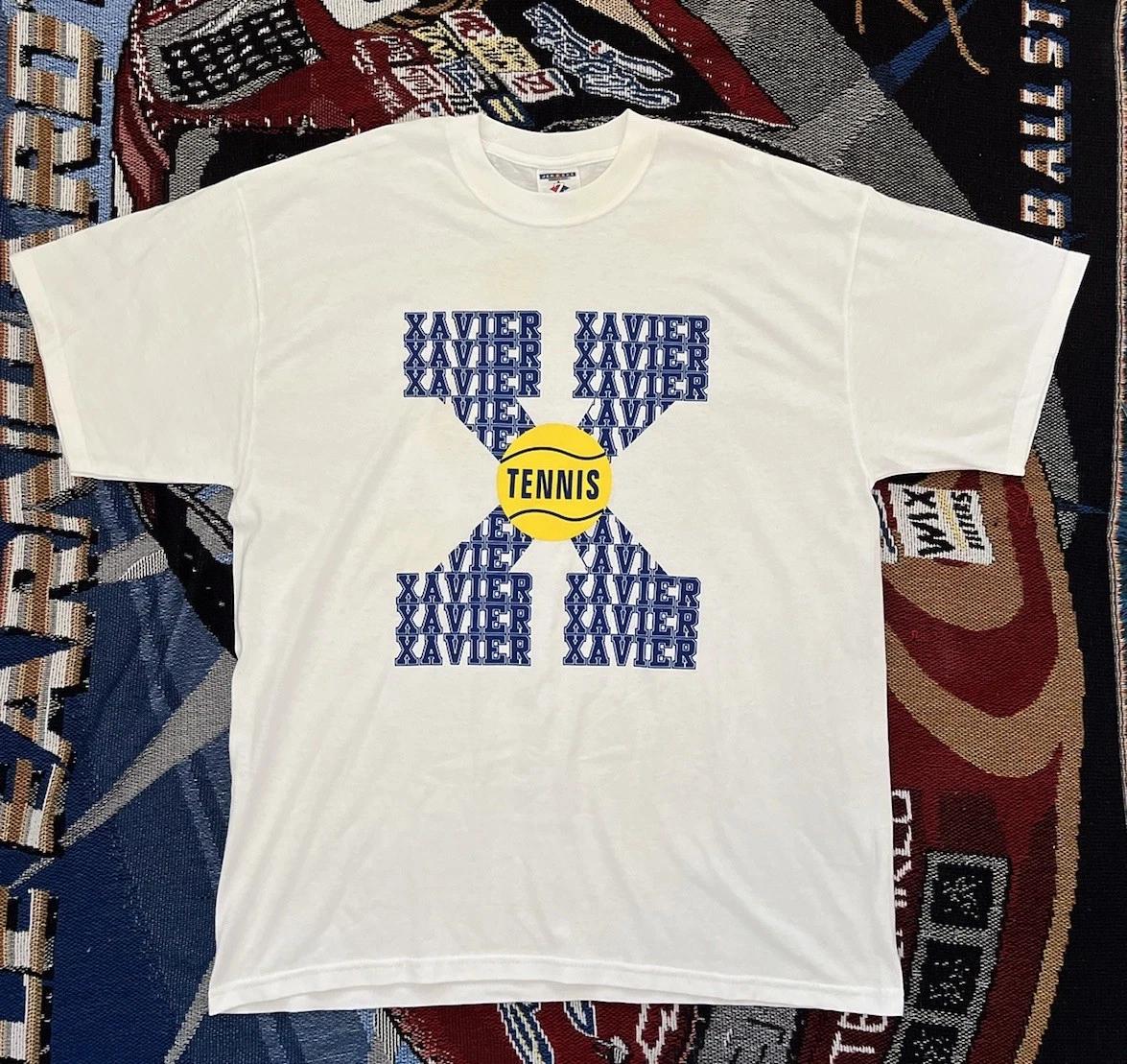 Vintage Xavier Tennis Shirt Jerzees Y2K Xavier Musketeers XL White S