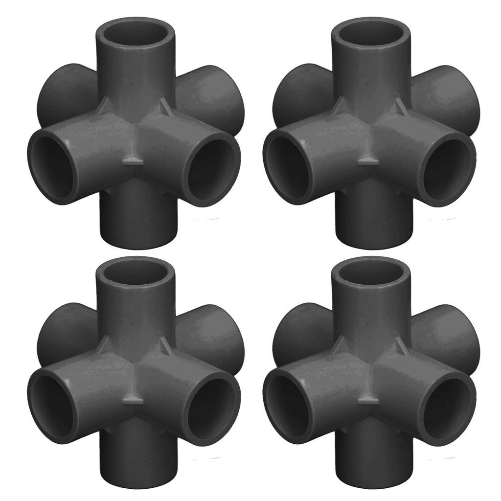 10 ks PVC plastový konektor na trubku 6cestný rohové koleno na trubku 25 mm vnitřní průměr černé