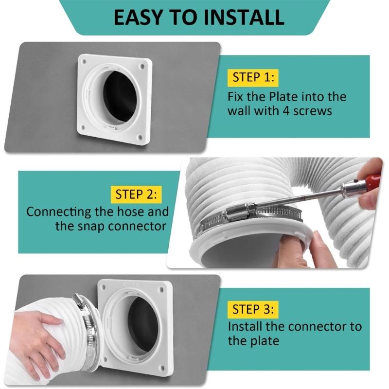 Comprehensive Dryer Vent Kit Includes Wall Flange Adapter and 1.5m Aluminum Foil Hose for Complete Installation Setups