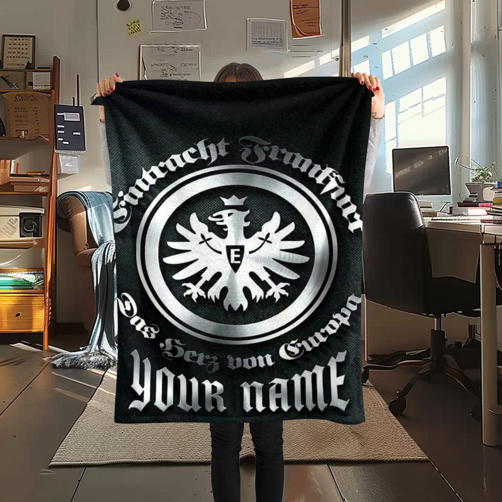 1 Stück Personalisierte Eintracht Frankfurt Muster Flanell Decke Geeignet für Alle Jahreszeiten für Heimdekoration Wärme und Komfort Geschenke Feiertagsgeschenk