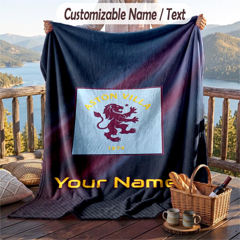 Flaneldecke Aston Villa Aufdruck Benutzerdefinierter Name Text Weiche Decke für Sofa Bett