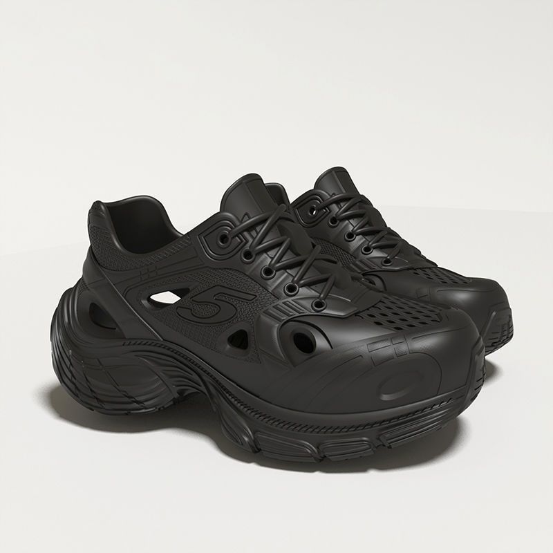 

Женские повседневные туфли для увеличения роста 2025 Новые сандалии для занятий спортом на открытом воздухе на шнуровке Дышащие Нескользящие Удобные Пляжные туфли 40-41 чёрный