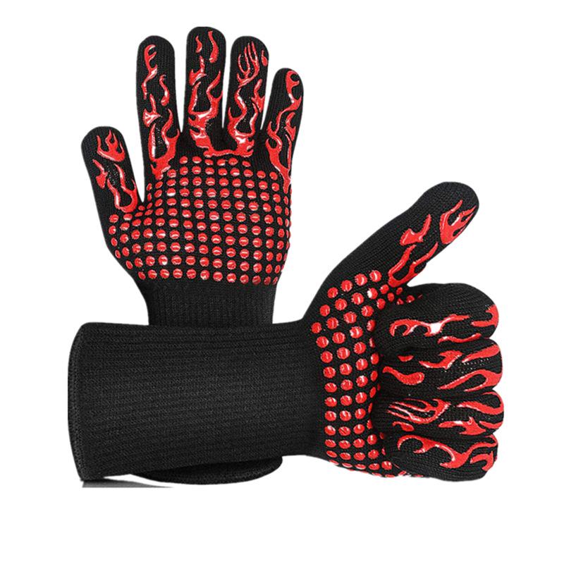 High-Temperature Resistant Insulated BBQ Gloves, Flame Retardant, Anti-Scald, Oil Resistant, Thickened Aramid, EN407 Certified, up to 500 Degrees.