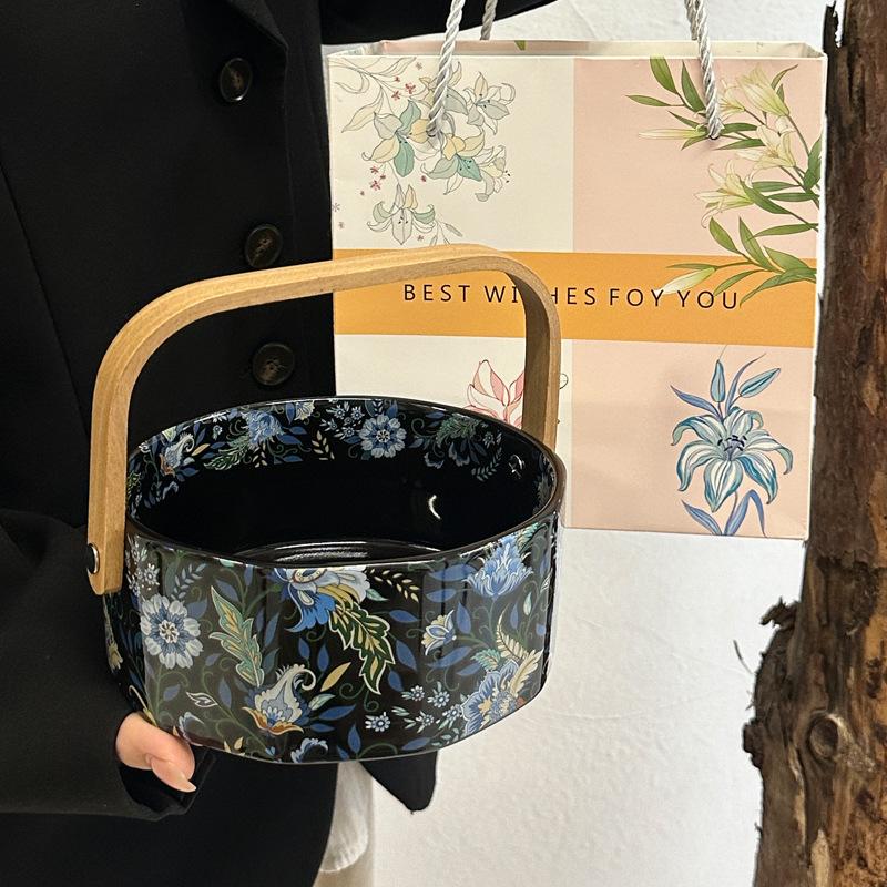 Hochwertiger Nachmittagstee-Snackteller, Obstteller für das Wohnzimmer, Keramik- tragbarer Obstkorb, leichter Luxus-Gemüsekorb Einweihungsgeschenk