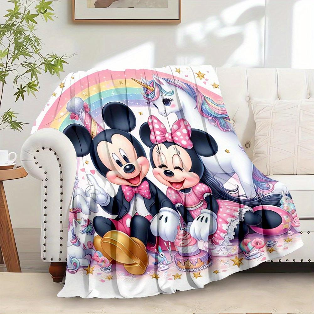 1pc flannel Minnie Mouse Pink Bow Candy Theme Bedding Throw Blanket Sofa Cover Gift Home Decoration, cute cartoon character design, soft microfiber 75x90cm