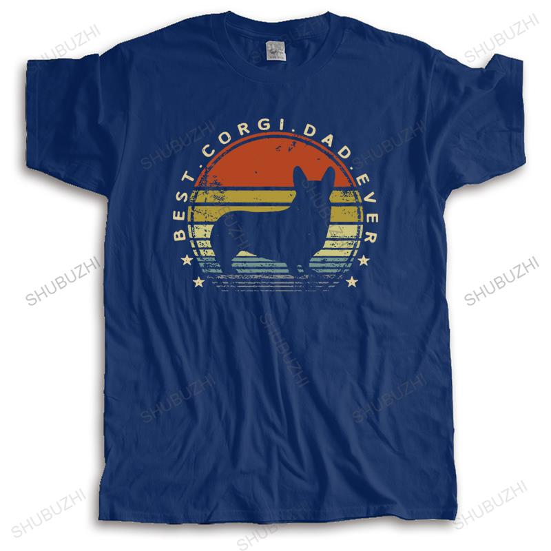 Male Streetwear T-shirt Cotton T Shirt Men Crew Neck Tops BEST CORGI DAD EVER Bigger Size Summer Loose Top Gift Black Tee-shirt