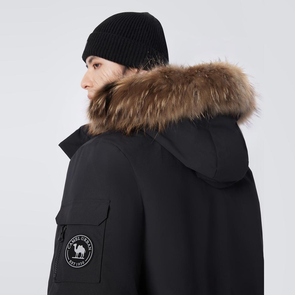 CAMEL Waterproof Windproof Hooded True Mink Fur Warm Workwear Down Jacket Unisex M34CS01643