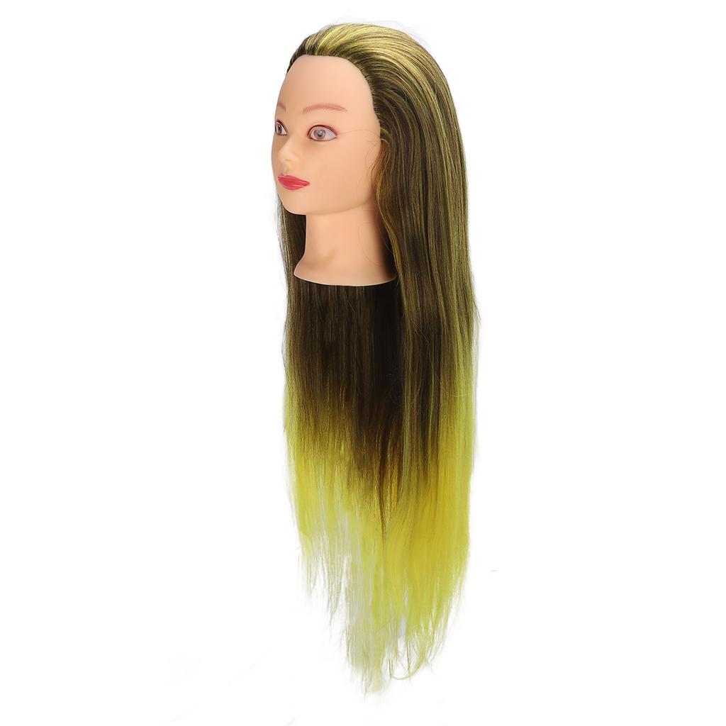 Hair Braiding Head Simulation Compact Hairdressing Mannequin Head with Ink Yellow Hair for Hairdresser
