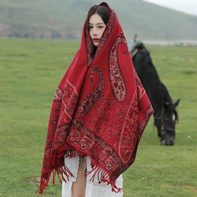 Vintage Ethnic Style Fashion Comfortable Breathable Large Scarf For Women Outdoor Travel