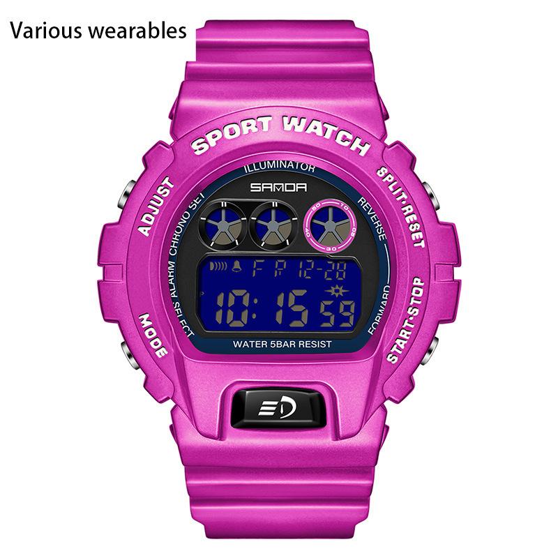 Neue elektronische Uhr mit Einzelwerk in grüner, heller Farbe für männliche und weibliche Studenten, modische, multifunktionale, trendige, wasserdichte Uhr