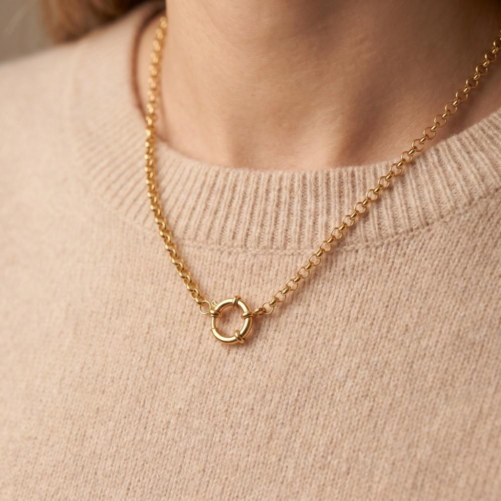 Simple Minimalist Choker Necklace Stainless Steel Collarbone Chain Circular Pendant Necklace  Gift