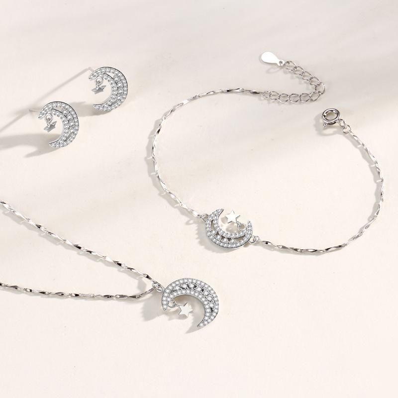 Star Moon Diamond Necklace Accessories Lamp Luxury Temperament Versatile Pendant Premium Sense Ins Wind Clavicle Chain