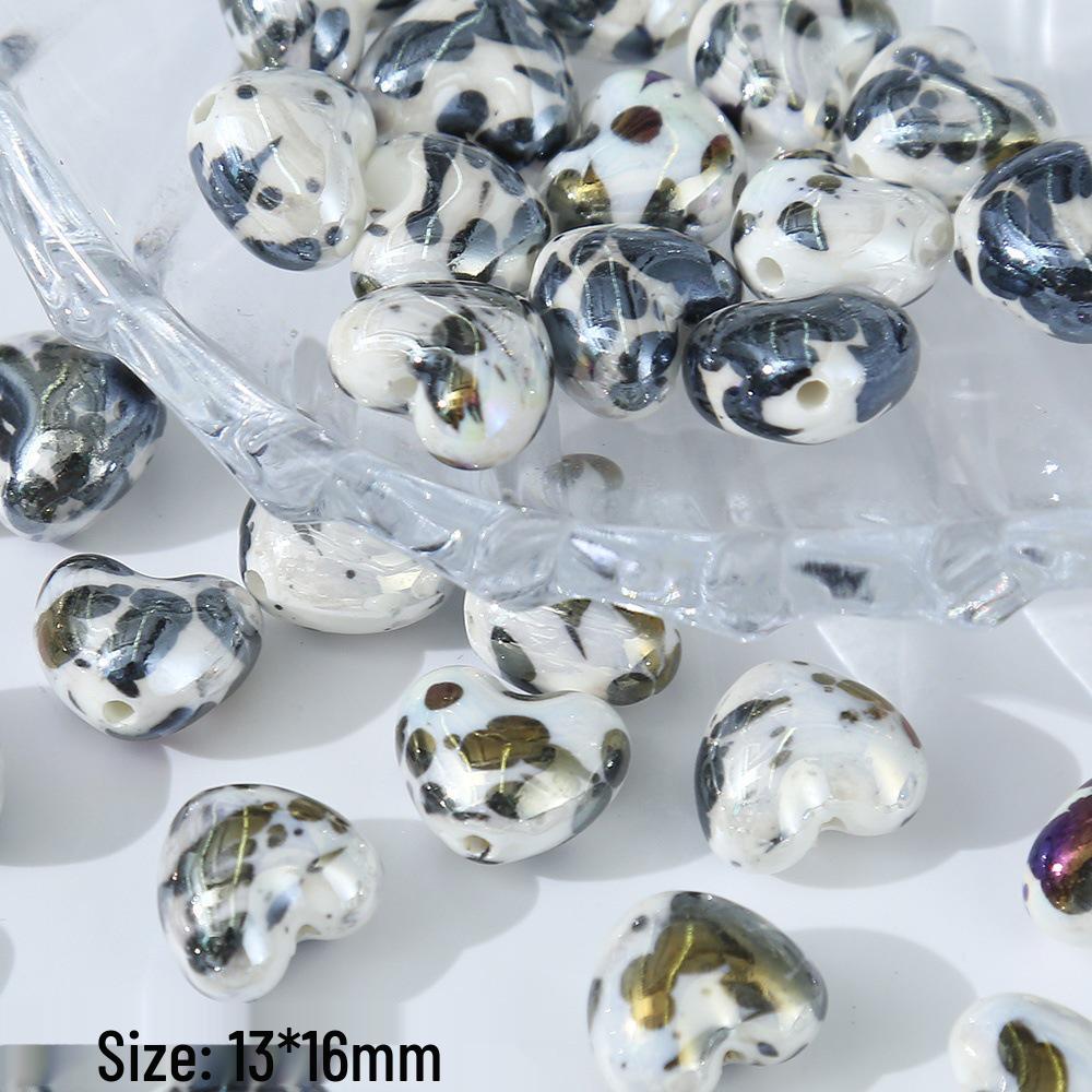 3D Ceramic Panda Heart Flower Beads for DIY Bracelets