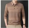 Men's Striped Autumn Cotton Polo - Long Sleeve, Turn-Down Collar, Breathable, Casual Business Shirt