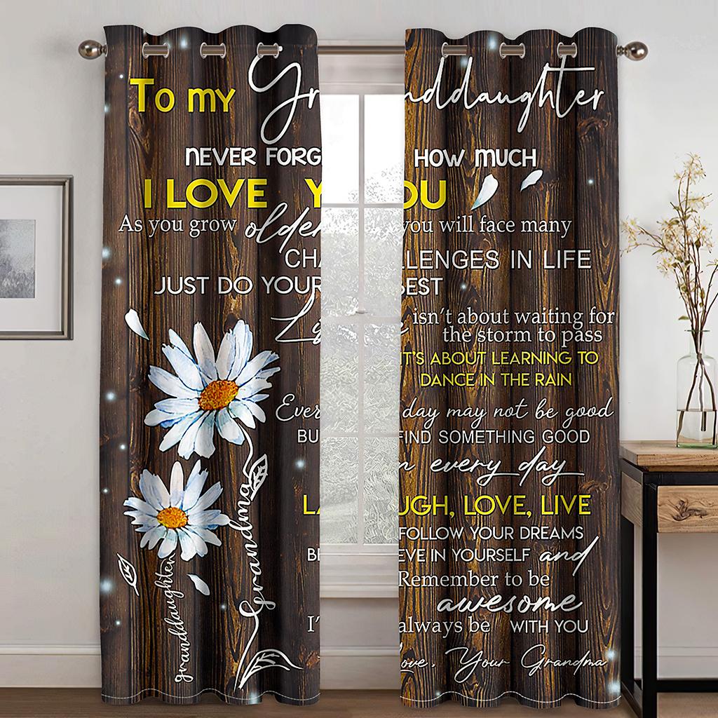 Inglês Carta Girassol Poesia Cortinas de janela pretas em quarto de crianças Sala de estar Tratamentos de corredor Decoração de cozinha Cortinas Persianas