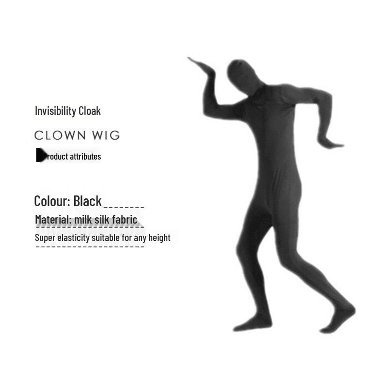 

Мужской черный костюм ниндзя для косплея - Взрослый комбинезон-невидимка на Хэллоуин для сценических выступлений. 150CM