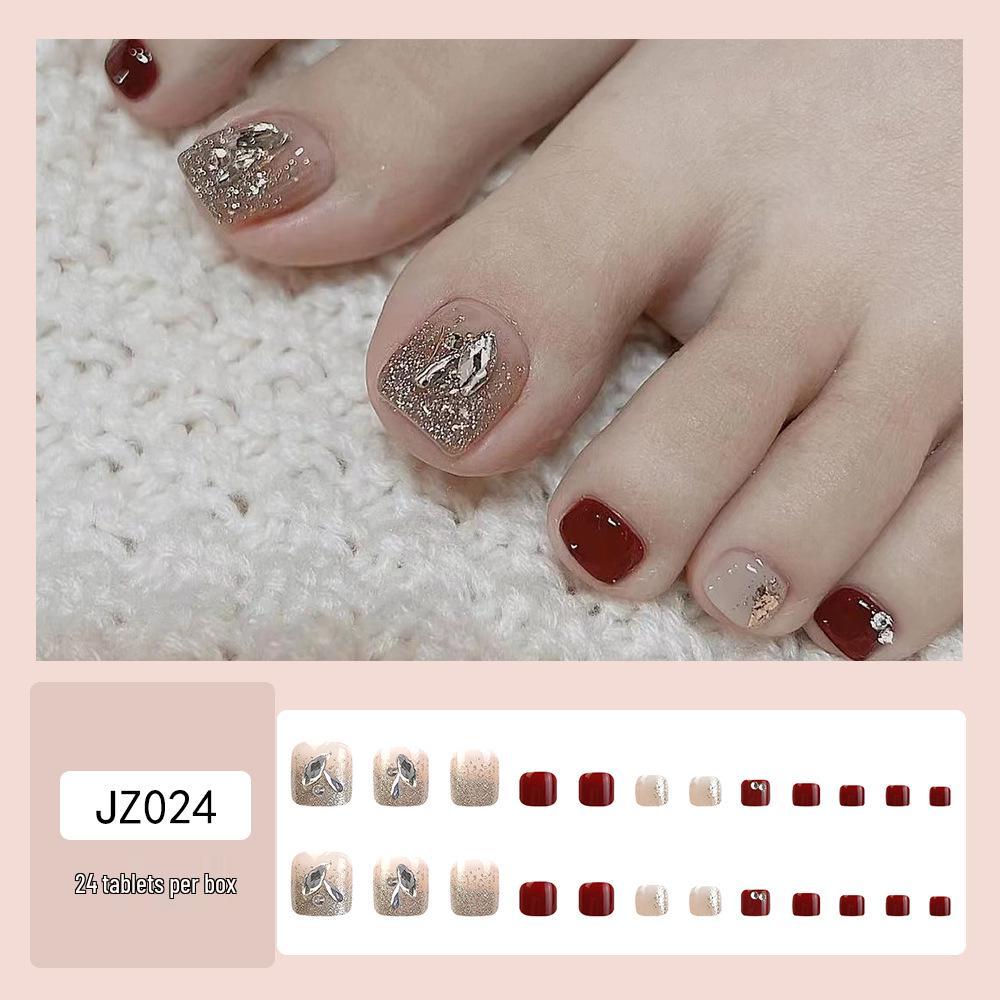 

Водонепроницаемые типсы для ногтей на ногах с дизайном «бриллиант» - Носимые ногти ручной работы